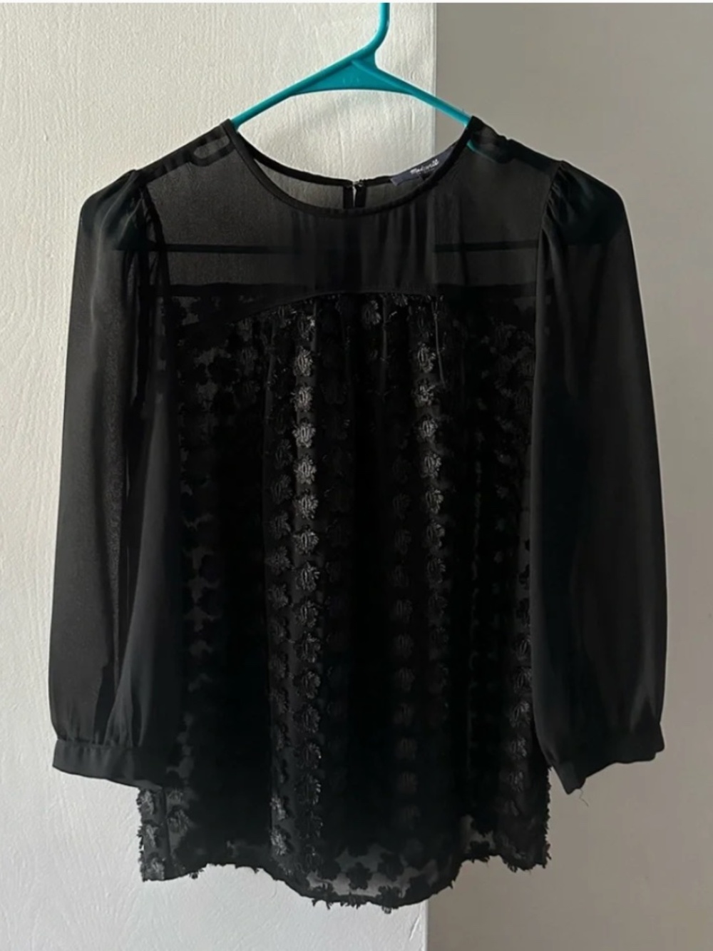 Madewell black sheer blouse